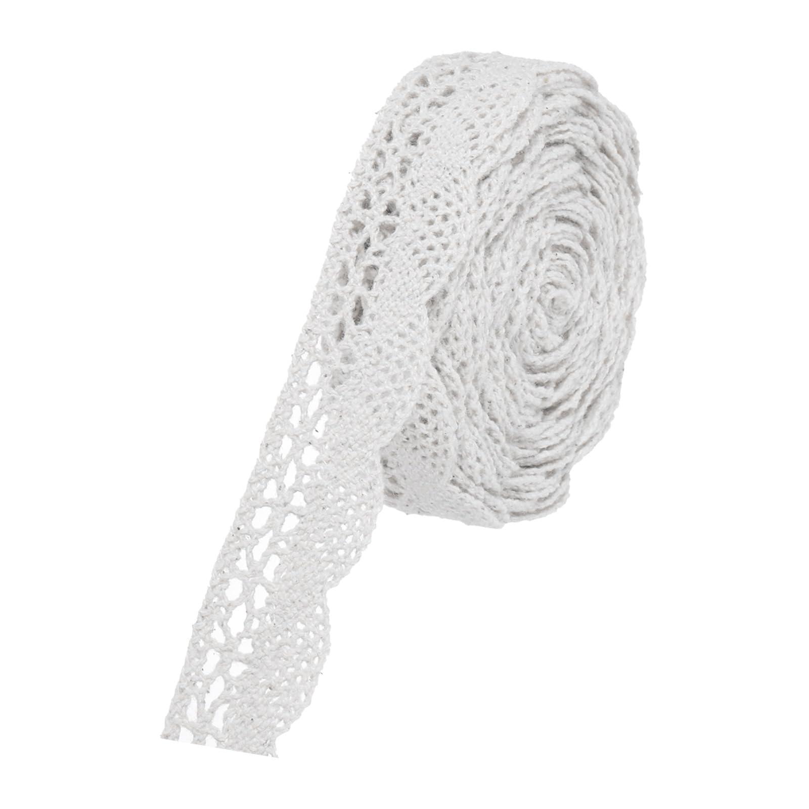 sourcing map Lace Ribbon 30 Yards 0.79 Inch Cotton Lace Trim for Craft,Gift Wrappers,Headbands,Wedding White Style 5