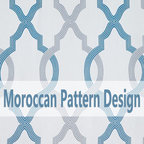 Fmfunctex Blackout Curtain Panels for Bedroom 72" Moroccan Trellis Curtains Energy Efficient Drapes for Bedroom Living Room, Thermal Insulated Window Treatments Grommet Top 2 Panels, Blue/Grey 3
