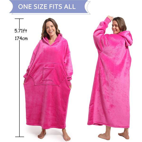 FUSSEDA Oversized Wearable Blanket Sweatshirt,Super Thick Warm Fleece Sherpa Cozy Blanket Hoodie with Pockets&Sleeves for Adult Kids 3