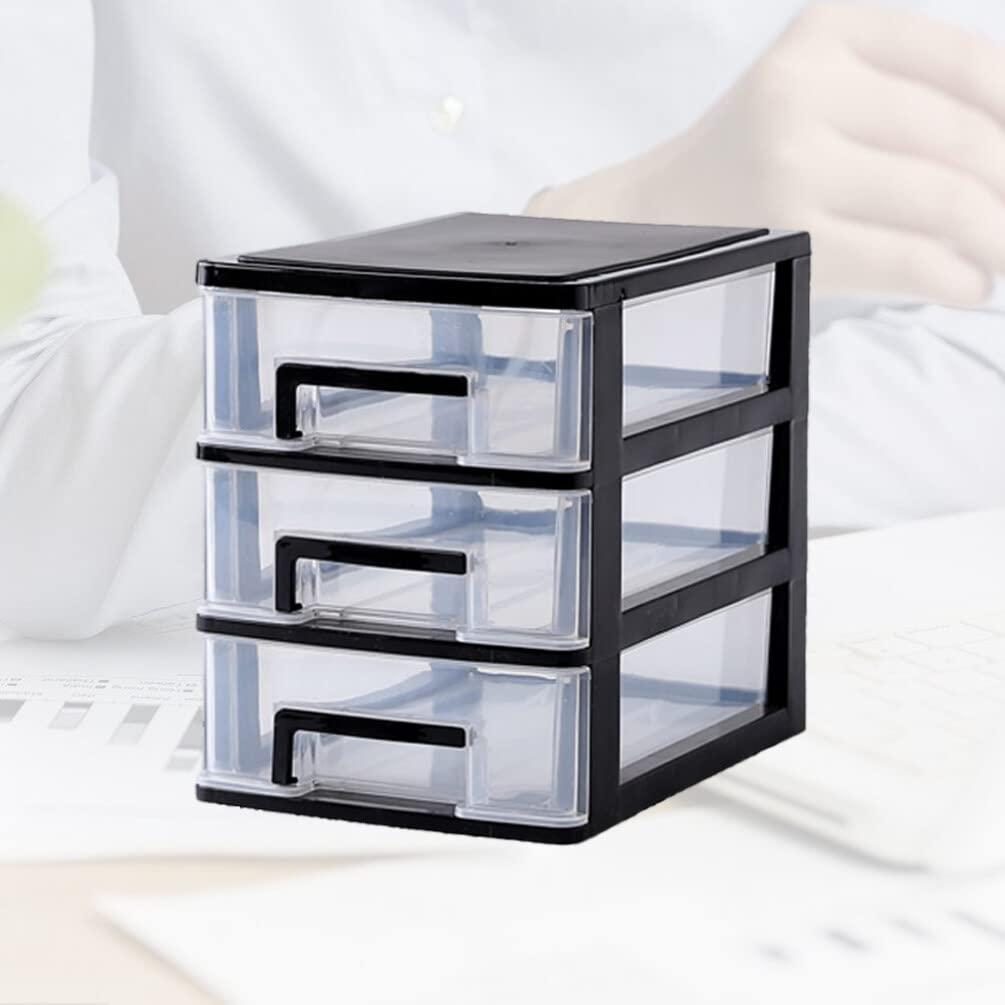 Cabilock 3 Drawers Storage Unit, Plastic Storage Drawers, Desktop Tabletop Organiser Storage Tower Unit for Home, School, Office, Bedroom & Living Room - Storage Drawer Units 1