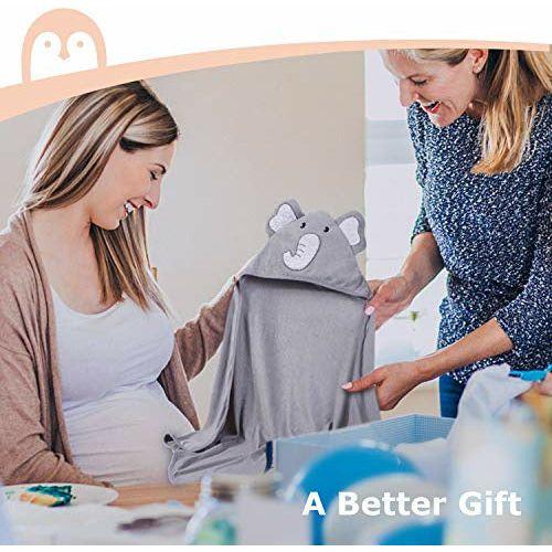 Hooded Baby Towel Set, Momcozy 8-Piece Baby Bath Towel Set, 2Pcs Baby Towel and 6Pcs Baby Wash Cloth, Soft and Super Absorbent Baby Washcloths for Toddlers, Perfect Baby Shower Gift, Cute Elephant 3