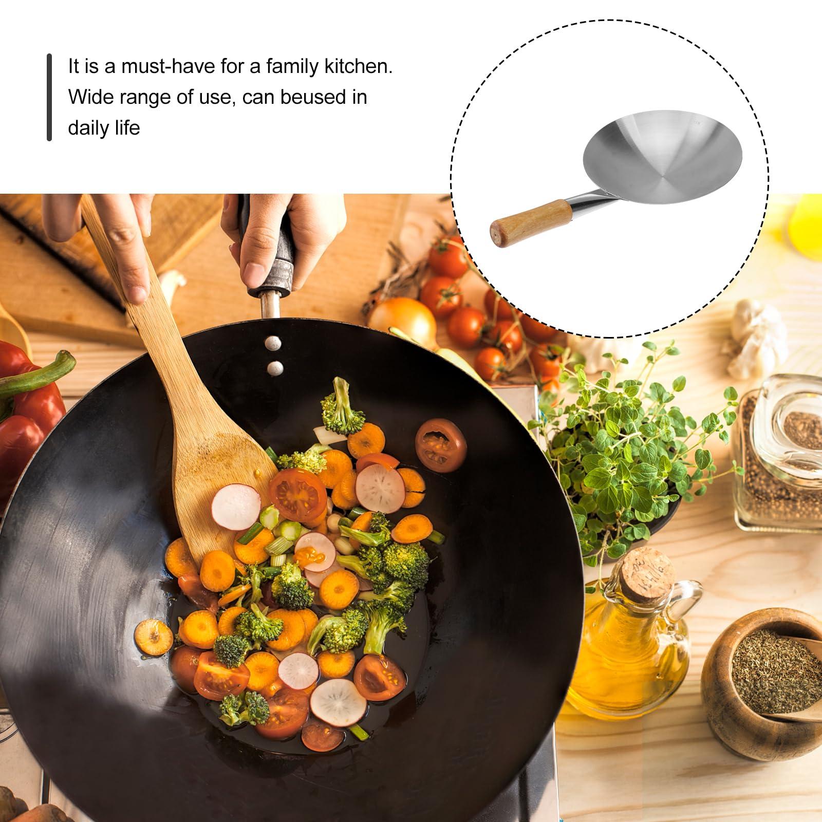 Yardwe Stainless Steel Wok Pan Pow Wok Stir Fry Pans Chinese Cooking Pan with Wooden Handle for Home Professional Cooking Outdoor 30CM 2