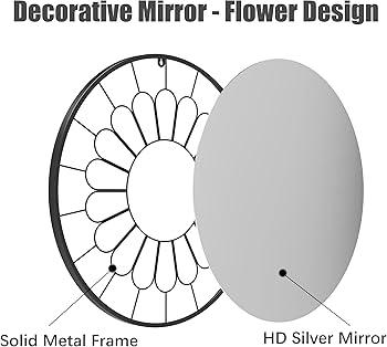 ANYHI Round Decorative Mirror for Home Decor, 24 Inch Black Metal Framed Wall Mirror for Living Room Bedroom Entrance… 1