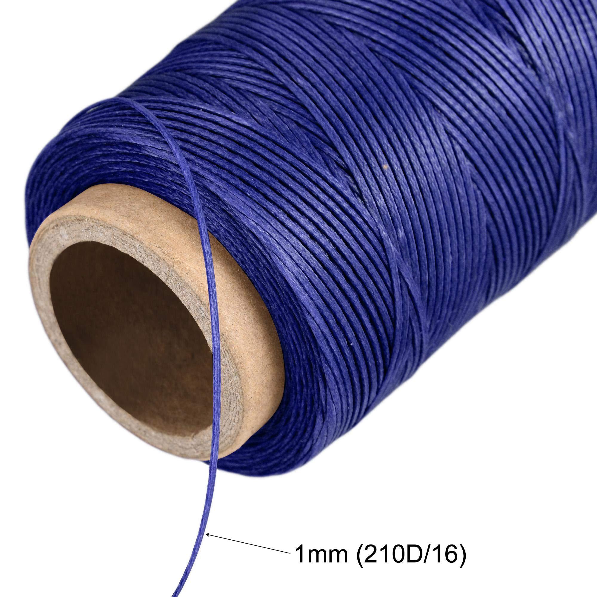 sourcing map Leather Sewing Thread 186 Yards 210D/1mm Polyester Waxed Cord for Manual Sewing, Dark Blue 8