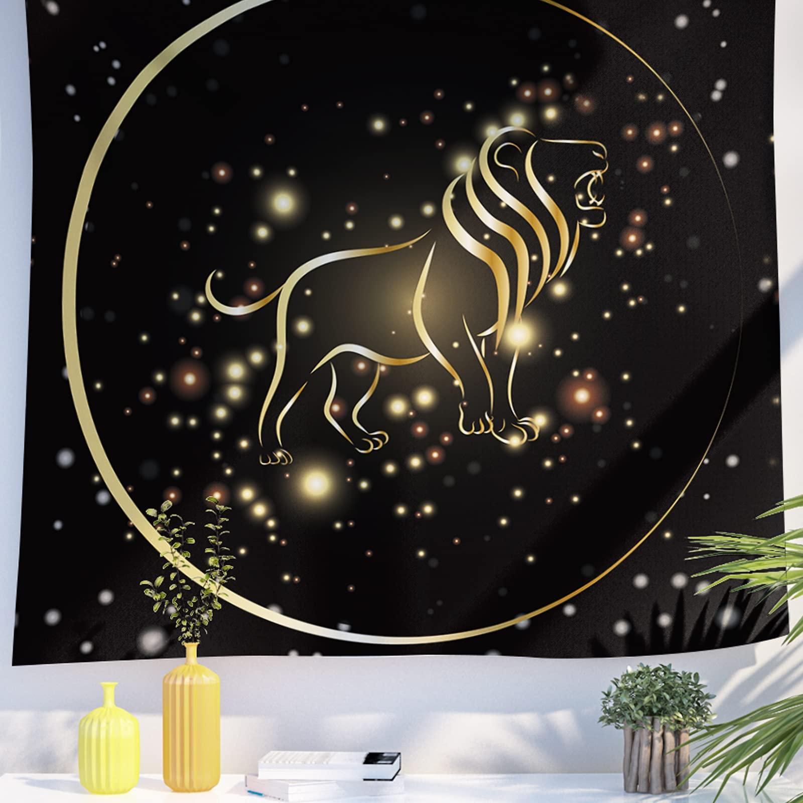 Berkin Arts Decor Tapestry for Wall Hanging Premium Polyester Fabric Backdrop Space Art Ornate Galactic Gold Taurus Zodiac Sign Symbol 51.2 x 59.1 Inch 0