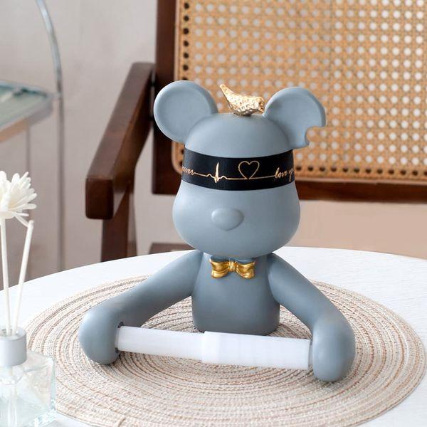 Hanbosym Toilet Paper Holder For Wall，Ninjia Bear Toilet Roll Holder，Decorative Toilte Roll Hanger for Bedroom (Grey) 2