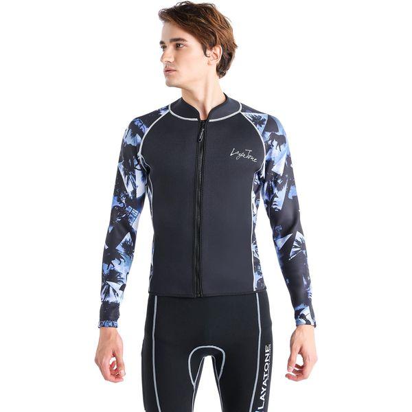 LayaTone Wetsuit Top Jacket Mens Womens Optional Neoprene/Lycra Sleeve 3mm Neoprene Front Zipper Wetsuits Tops for Surfing Diving Snorkeling Kayaking 3