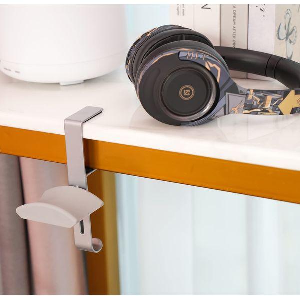 Funly mee Metal Headphone Clamp-On Hanger Holder ,Gaming Headset Hook Under Desk (Grey) 4
