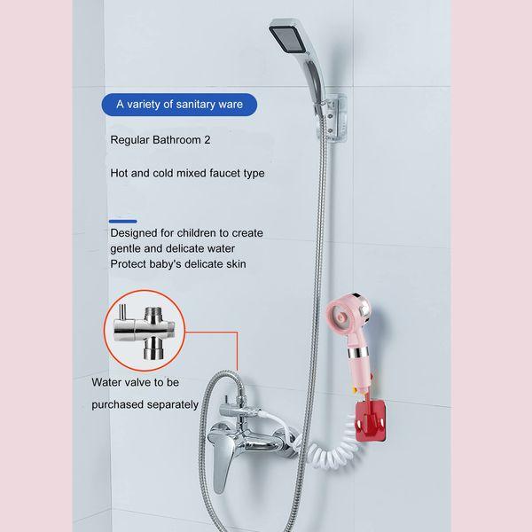 VANTHEIR Children Handheld Shower with 2-Layer Filtration and 3 Modes, Power Shower Head Only, Universal Water Saving Suitbale for High Pressure Water and Hard Water,Pink 4