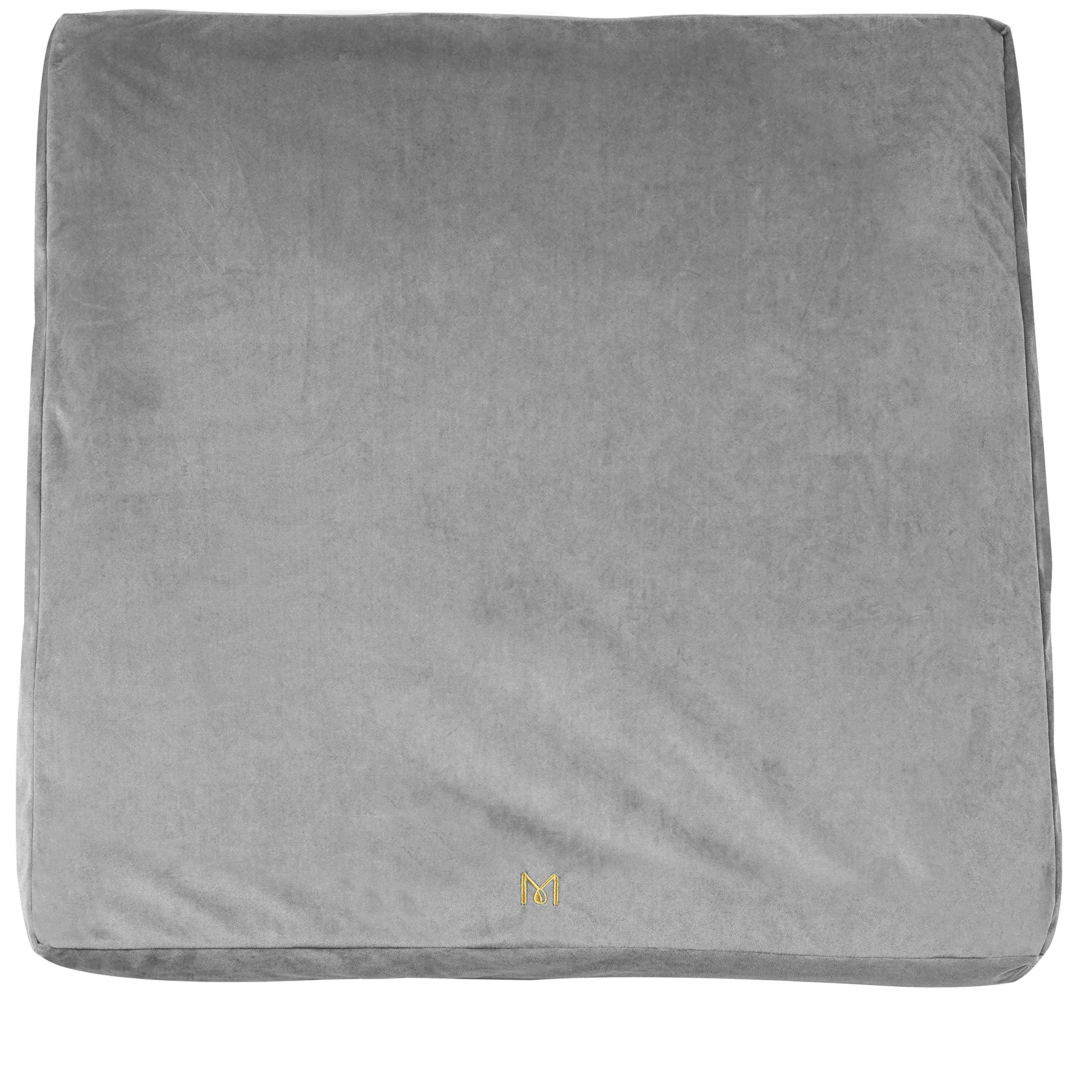 Hihealer Meditation Cushion Zabuton with Velvet Cover - Deluxe Large Square Meditation Yoga Floor Cushion Pillow Mat for Kneeling and Sitting Support, Great Gifts for Women (Grey) 0