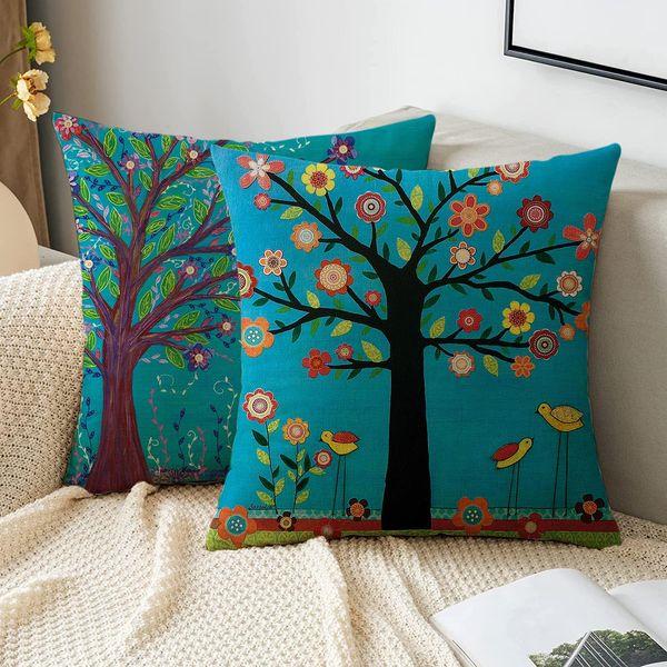 Hangood Cushion Covers Boho Vintage Flowers Set of 4pcs Throw Pillow Case Home Decorative Chair Living Room Sofa 18x18 inch Pillowcase 45x45cm 2