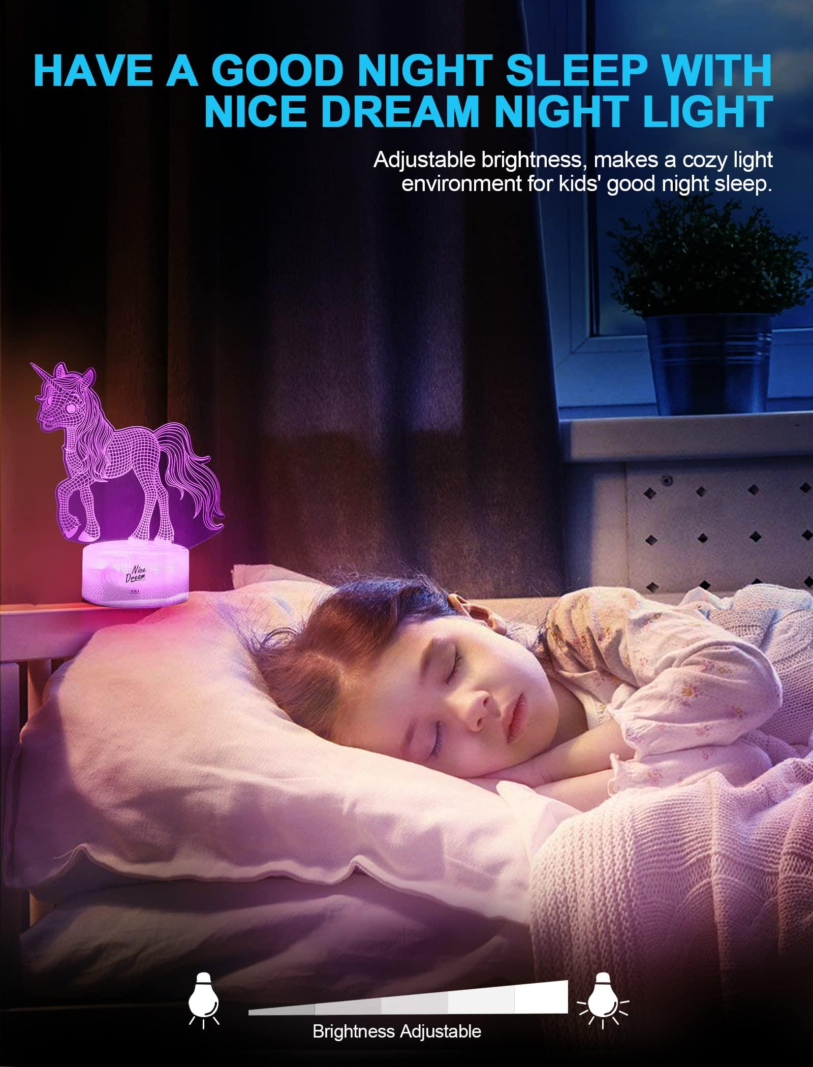 Nice Dream Unicorn Night Light for Kids,3D Illusion Night Lamp,16 Colors Changes with Remote Control,Unicorns Gifts for Girls,Toys Birthday Bedroom Decor for Children Boys 4