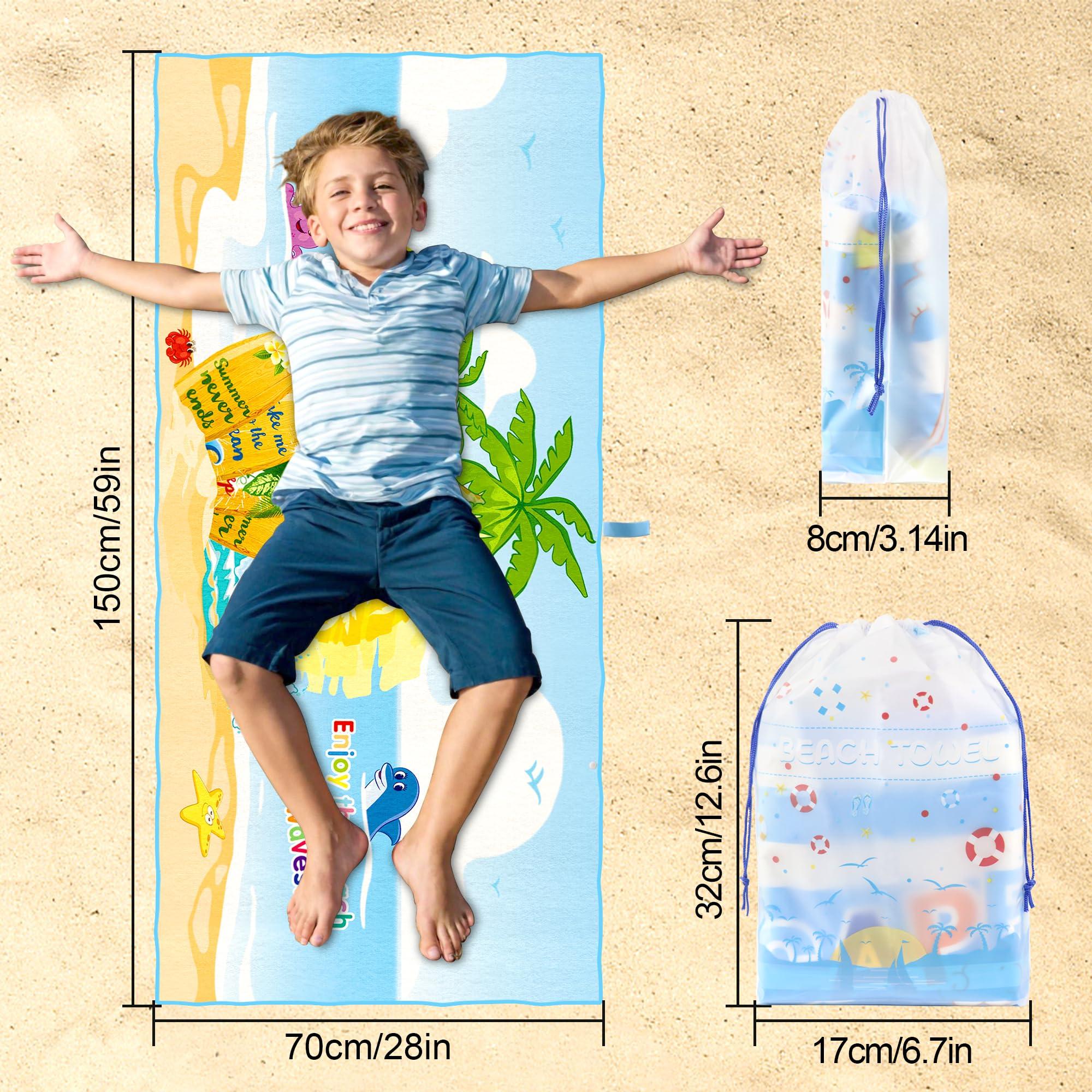 DBPBToU Microfibre Beach Towel 150x70cm, Beach Towels for Kids Girls Boys, Lightweight Beach Towel For Travel, Swimming, Camping, Holiday (Coconut Skateboarding) 1