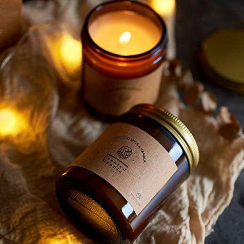 Chloefu LAN Tobacco, Spice & Vanilla Scented Candles Sets Luxury Soy Jar Candle 200g|45 Hour Long Lasting Highly Scented Best Gifts for Men All-Natural Soy Wax Candle Gifts for Women and Men 2 Pack 4
