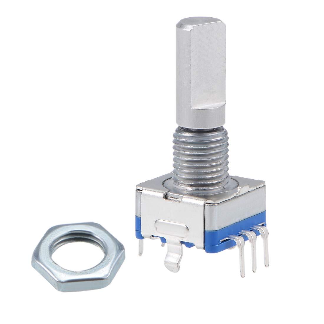 sourcing map 360 Degree Rotary Encoder Code Switch Digital Potentiometer EC11 5 Pins 20mm D-Shaft 10pcs 1