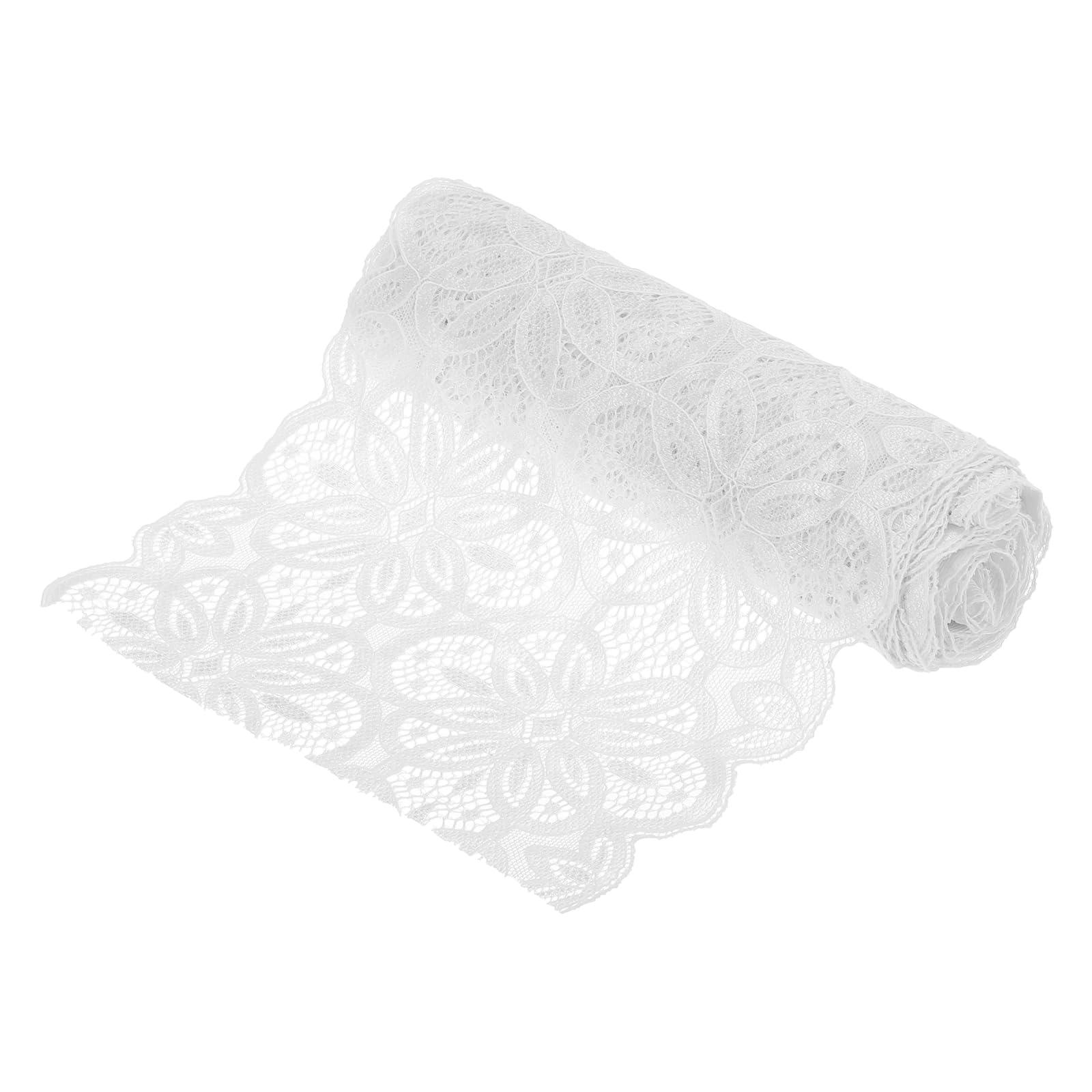 sourcing map Lace Ribbon 5 Yards 7 Inch Lace Flower Trim for Craft Gift Wrappers Headbands Wedding White 0