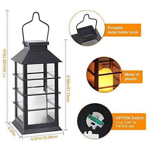 2 Pack Solar Lantern, Ulmisfee Outdoor Garden Hanging Lantern-Waterproof LED Decorative Plastic Flickering Flameless Candle Mission Lights for Christmas, Table, Outdoor, Party (Black) 3