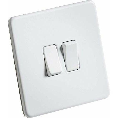 Knightsbridge SF3000MW Screwless 10A 2G 2 Way Switch-Matt White 1