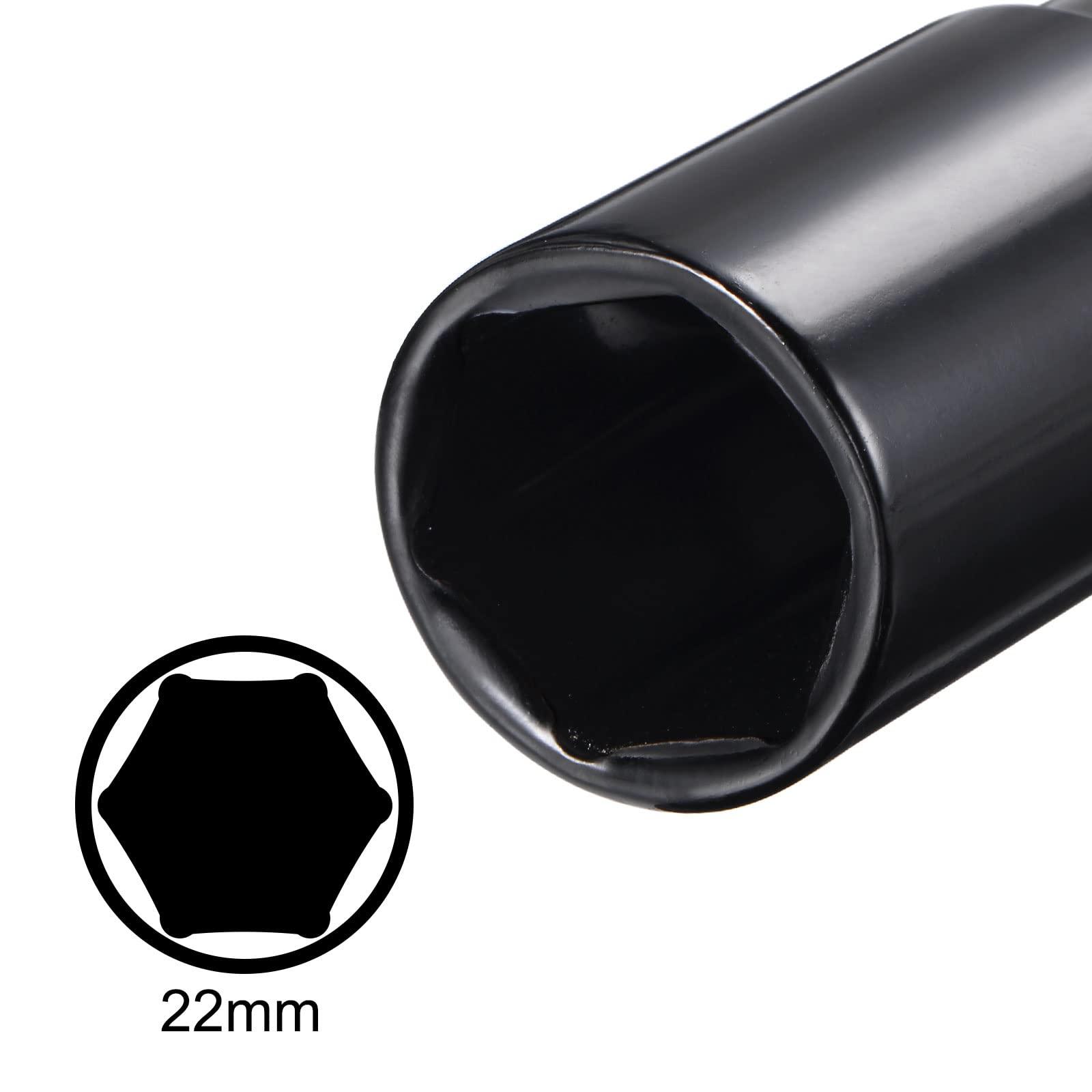 sourcing map 1/2" Drive by 22mm Deep Impact Socket, Heat-Treated CR-V Steel 3.15" Length, 6-Point Metric Sizes 2 Pcs 2