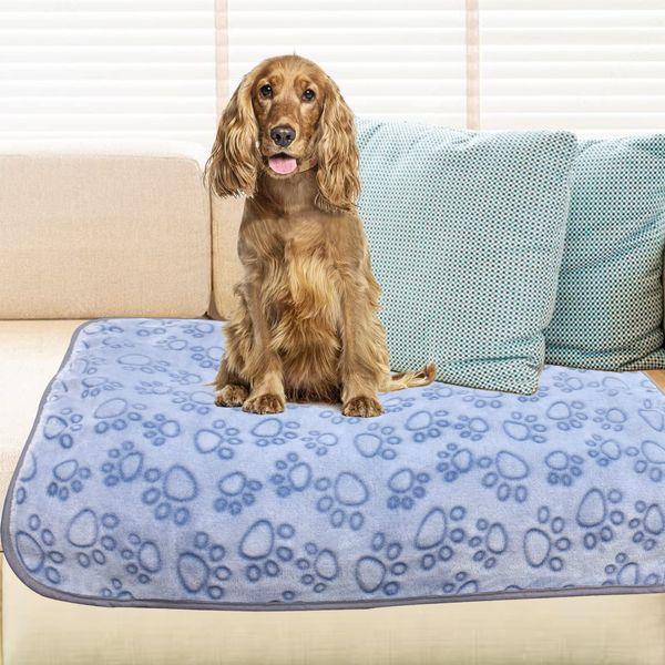 Rezutan Dog Blankets, Puppy Blankets, Dog Blankets Washable, Flannel Throws for Dog Cat, Fleece Dog Blanket for Sofa, Bed, Car Seat, 3 Pack(2 Blue+1 Pink), 110x80cm 2