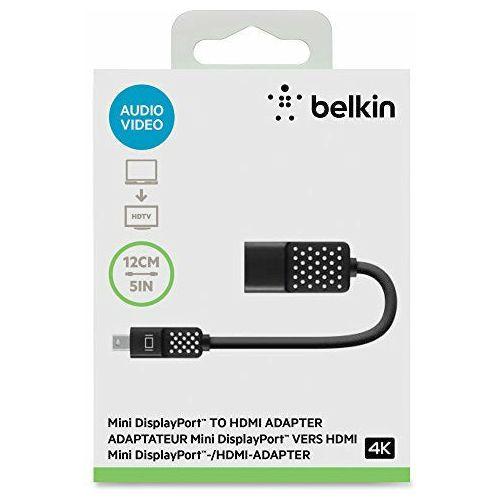Belkin Mini Display Port to HDMI Adapter 4K (Compatible for Macbook Air, Macbook Pro and Other Mini-DP Enabled Devices) - Black 4