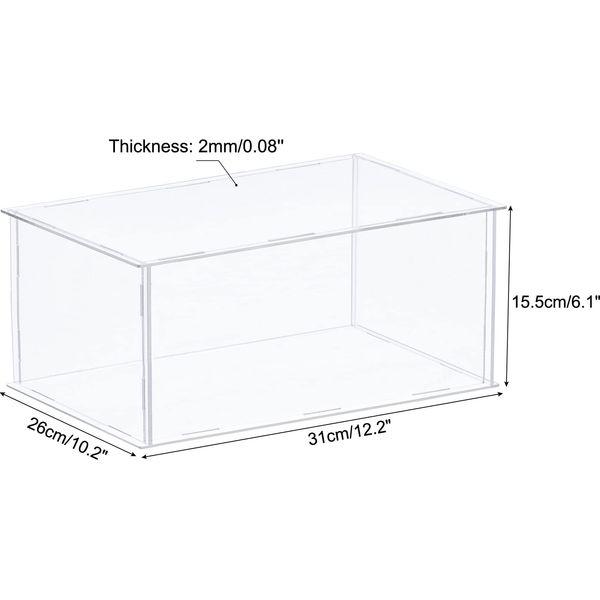 sourcing map Acrylic Display Case Plastic Box Clear Assemble Dustproof Showcase 31x26x15.5cm for Collectibles Items 1