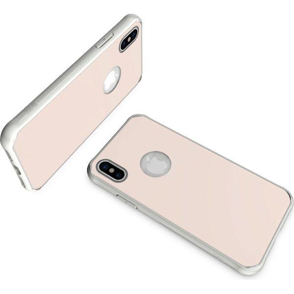 TUDIA Ceramic Feel Tempered Glass Back Panel Designed for Apple iPhone X Case [GLOST] Shockproof Protective Slim Soft Durable TPU Bumper Lightweight Shock Absorption Cover (Rose Gold) 2