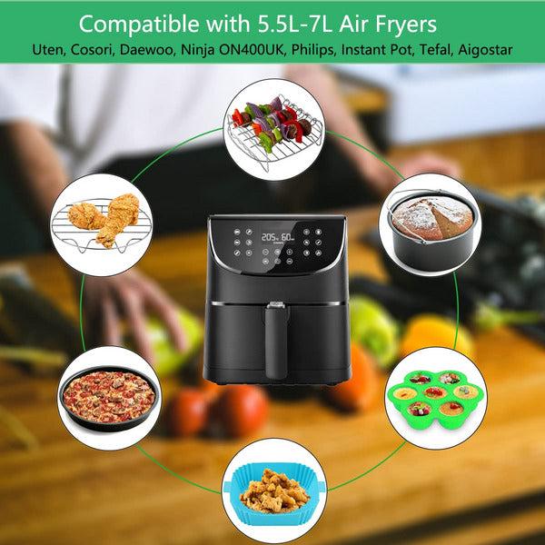 ANBOO 6 Pack 5.5L-7L Air Fryer Accessories for Cosori, 8 Inch Accessories Compatible with Uten, Daewoo, Ninja ON400UK, Philips, Instant Pot, Tefal, Aigostar Air Fryers 1