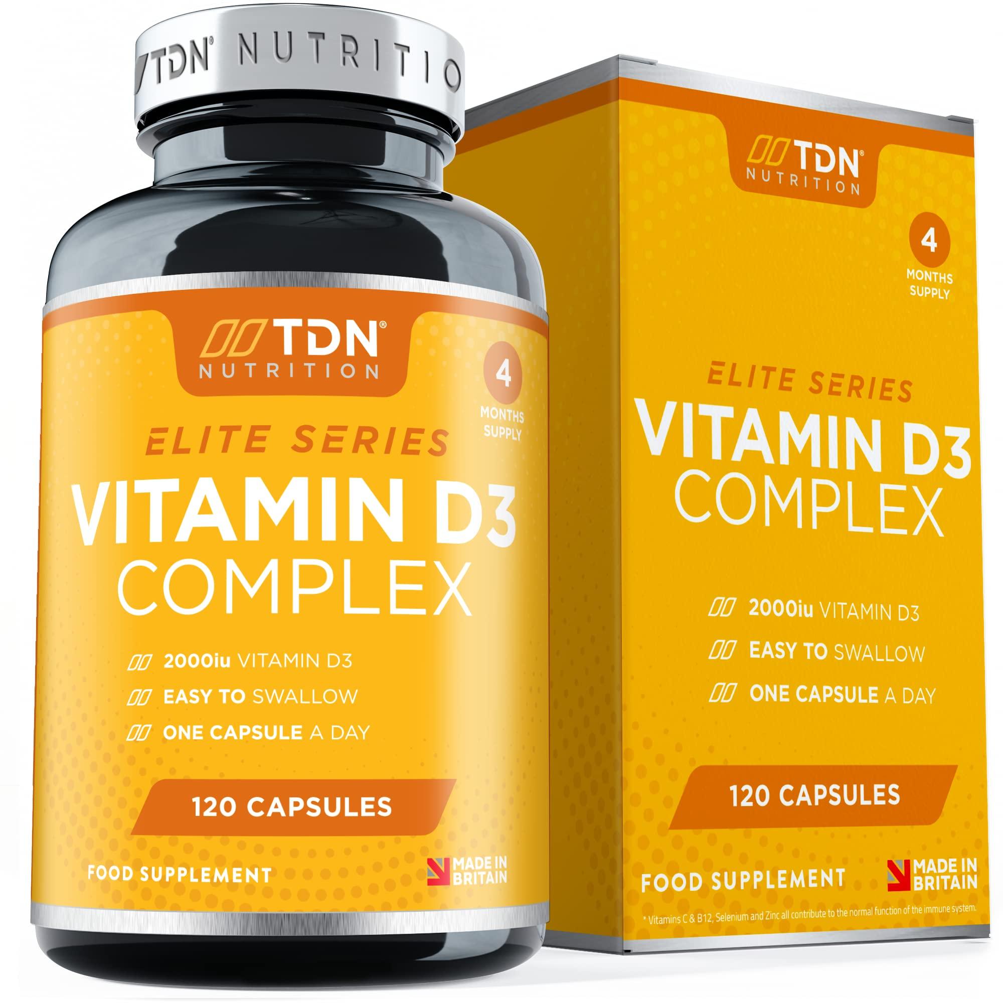 Vitamin D3 Complex - high Strength 2000iu - 120 Capsules - Enhanced with Vitamin D, C, Zinc, B6 and B12 - Plus Turmeric Curcumin, Rosehip & Black Pepper for Absorption - 4 Months - UK Formulated