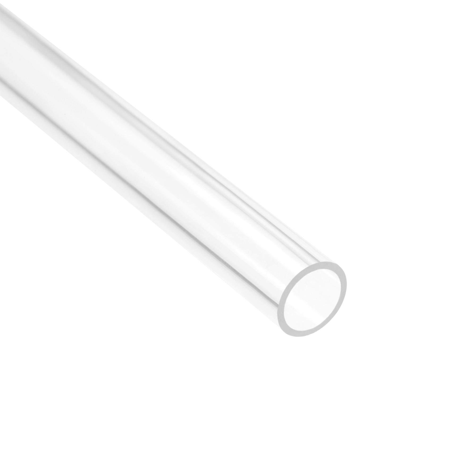 sourcing map 2pcs Clear Rigid Acrylic Pipe 10mm ID x 12mm OD x 0.5m Round Tube Tubing 3