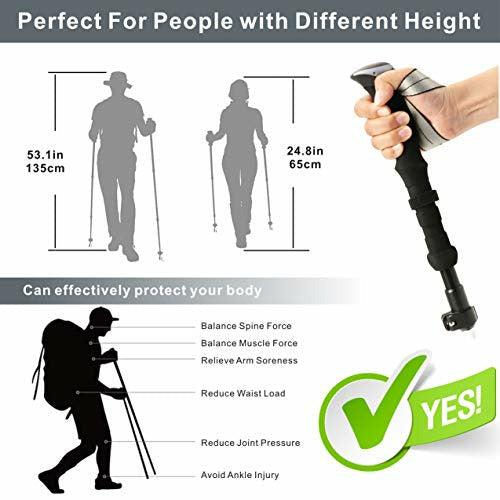 Idefair Trekking Poles 2PCS,Collapsible Hiking Sticks Aluminum Walking Trekking Poles Lightweight Hiking Walking Pole Staff with Antishot System for Men Women Hiking Walking Trekking Camping 4