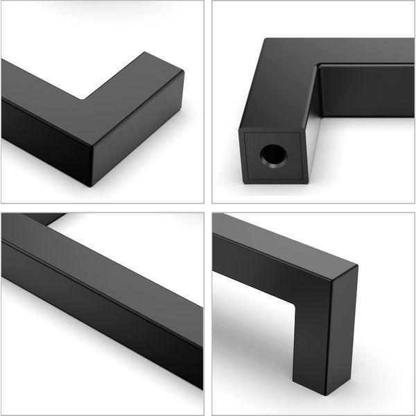 FURNIWARE 25 Pack Modern Square Drawer Pulls, Bar Cabinet Pull Matte Black Cabinet Handles Stainless Steel Modern Hardware for Kitchen and Bathroom Cabinets Cupboard - Hole Centers 3inch(76mm) 2