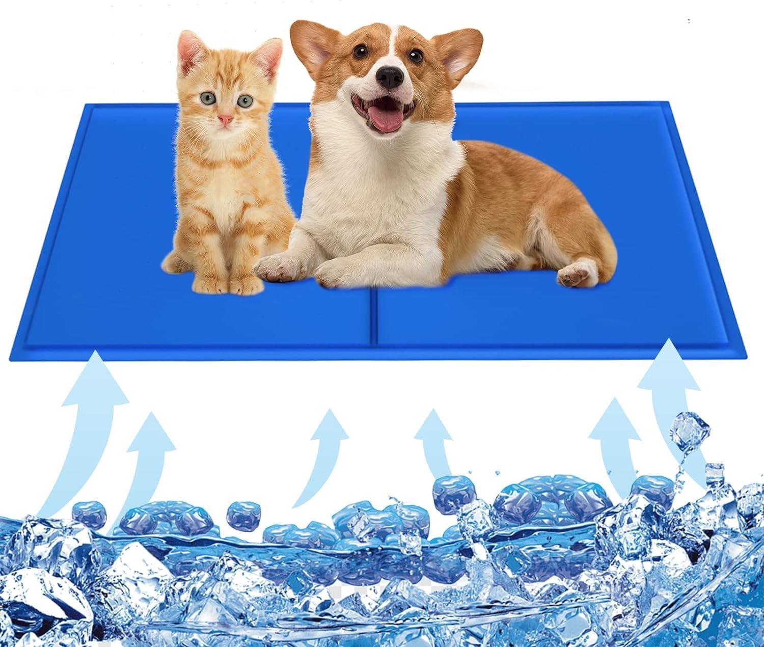 OKPOW Dog Cooling Mats Medium - 50*65cm Cool Pad Bed Pet Gel Self Cooling Cold Cooler Mattress for Small Medium Large Dogs Cats - Non-Toxic Pets Summer Sleeping Mattress for People Human Adults Sofas 0