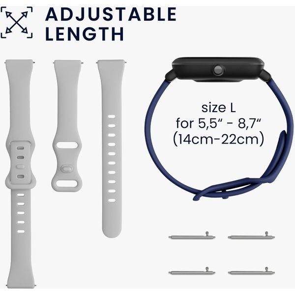 kwmobile Silicone Bands Compatible with Huami Amazfit GTS 2 Mini (Set of 2) - Size L 14-22 cm - Grey/Dark Blue 4