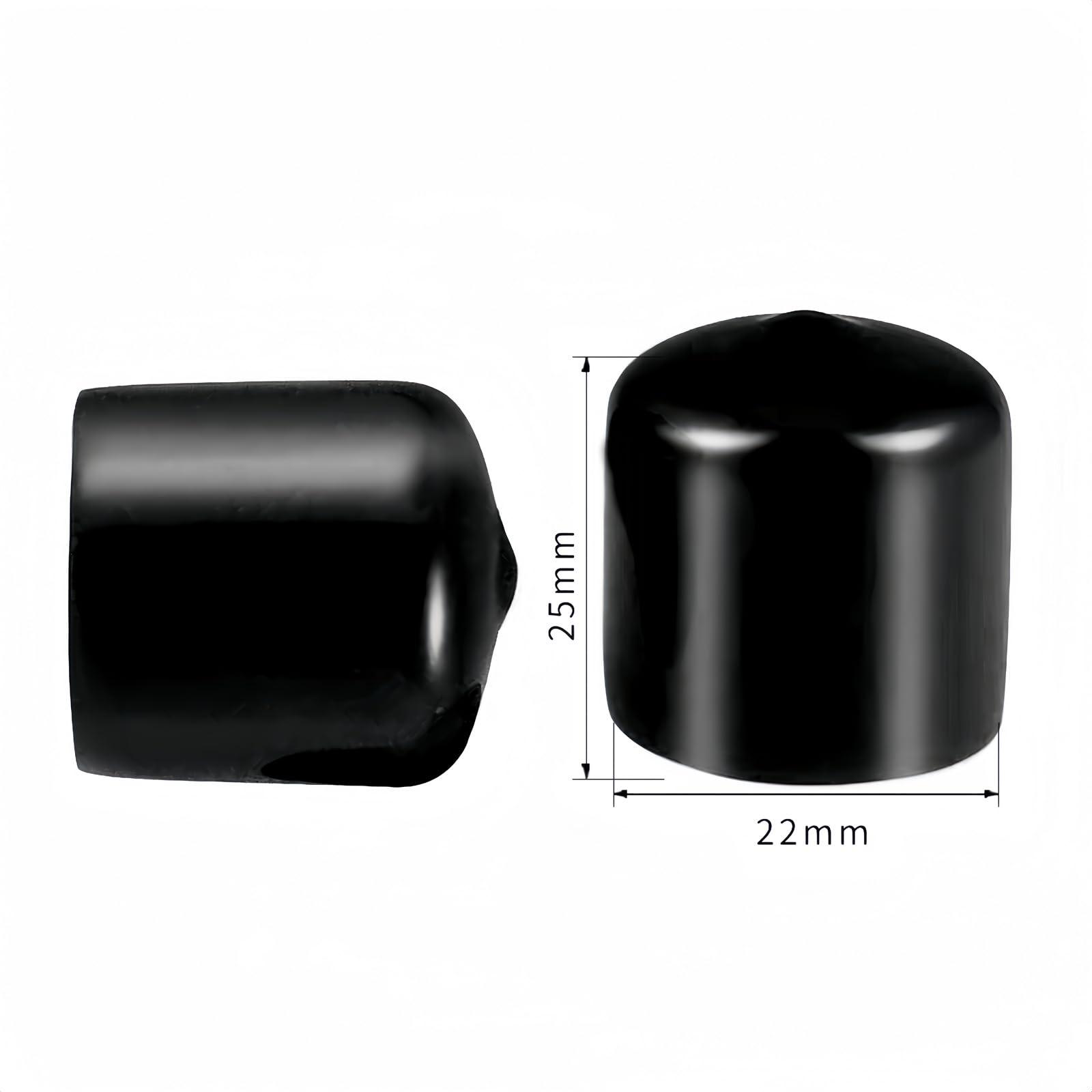 Boxonly Screw Thread Protectors PVC Rubber Round Tube Bolt Cap Plastic End Cap Cover Inner Dia.22mm Black 10Pcs 3