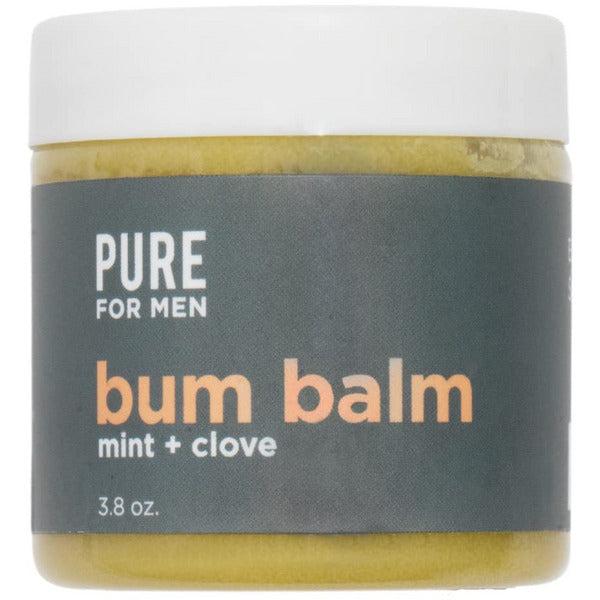 Pure for Men Bum Balm, Eco Friendly Raw Lotion for Men. All Purpose Skin Hydration and Deodorizing Balm, Raw Shea Butter, Mint and Clove 3.8 oz.