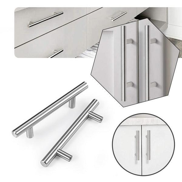 CZC HOME 30 Pack 150mm Cabinet Handles, Stainless Steel Drawer Pulls, 90mm Hole Center Cupboard Handles with 2 Sizes Screws for Kitchen Dresser Door Brushed Nickel 2