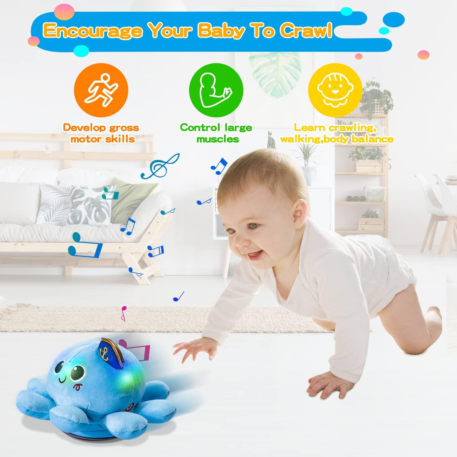 FancyWhoop Baby Musical Light Crawling Toys - Light up Dancing Spinning Walking Soft Octopus Toy for Boys Girls Kids, Sensory Interactive Baby Gifts for Toddlers 1