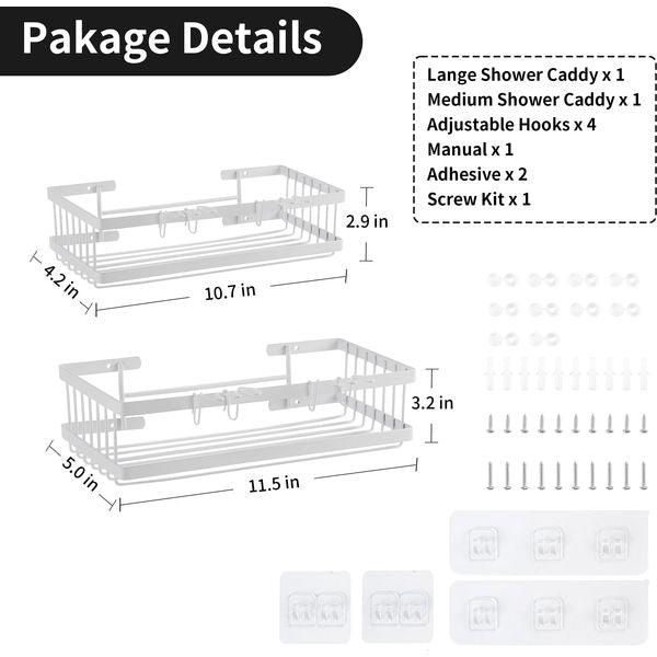 TONLEA Shower Caddy Bathroom Organization 4 Pack, Adhesive Shower Organizer, Rustproof Stainless Steel Bathroom Shower Shelves, 2-in-1 Kitchen Spice Racks-Pink 2