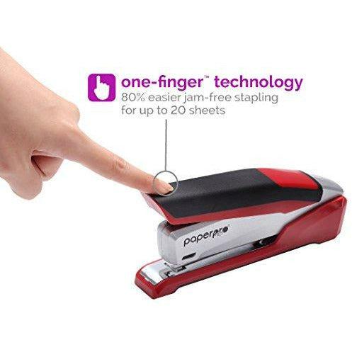 PaperPro - 1114 - inPOWER+ 28 Premium Stapler with Built-in Staple Remover, 28 Sheets, Full-Strip, Red/Silver 1