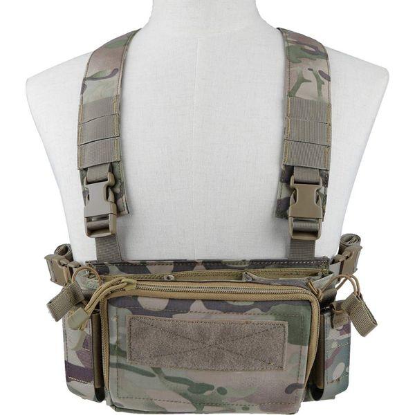 XUE Tactical Chest Rig Airsoft Vest Harness with 5.56 9mm Magazine Pouches for Paintball Military Camouflage
