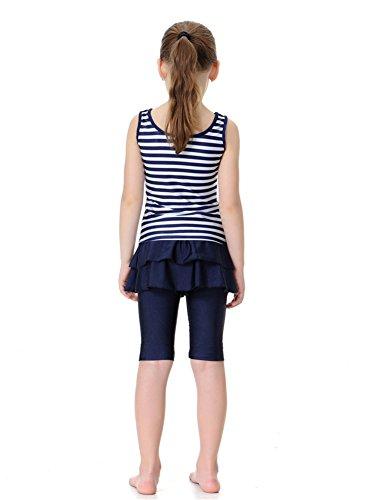 CaptainSwim Kid's Sleeveless Swimsuit Muslim Islamic Two Piece Modest Swimwear (Navy Blue, Int'l-L Height:120-145cm) 3