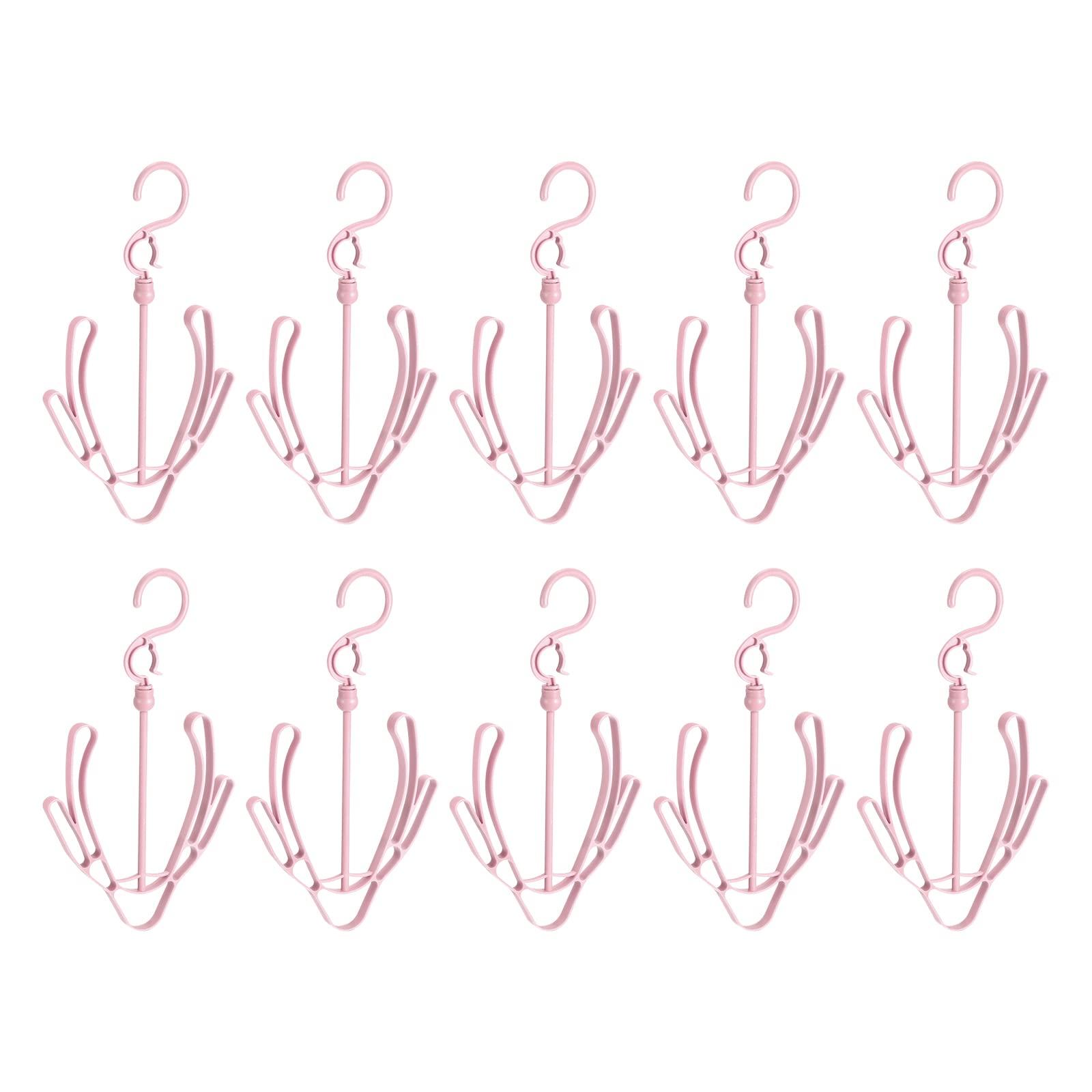 sourcing map Shoes Drying Hanger, 270mm x 150mm PP Rotatable Shoe Hanging Racks for Balcony Closet Pink 10 Pcs