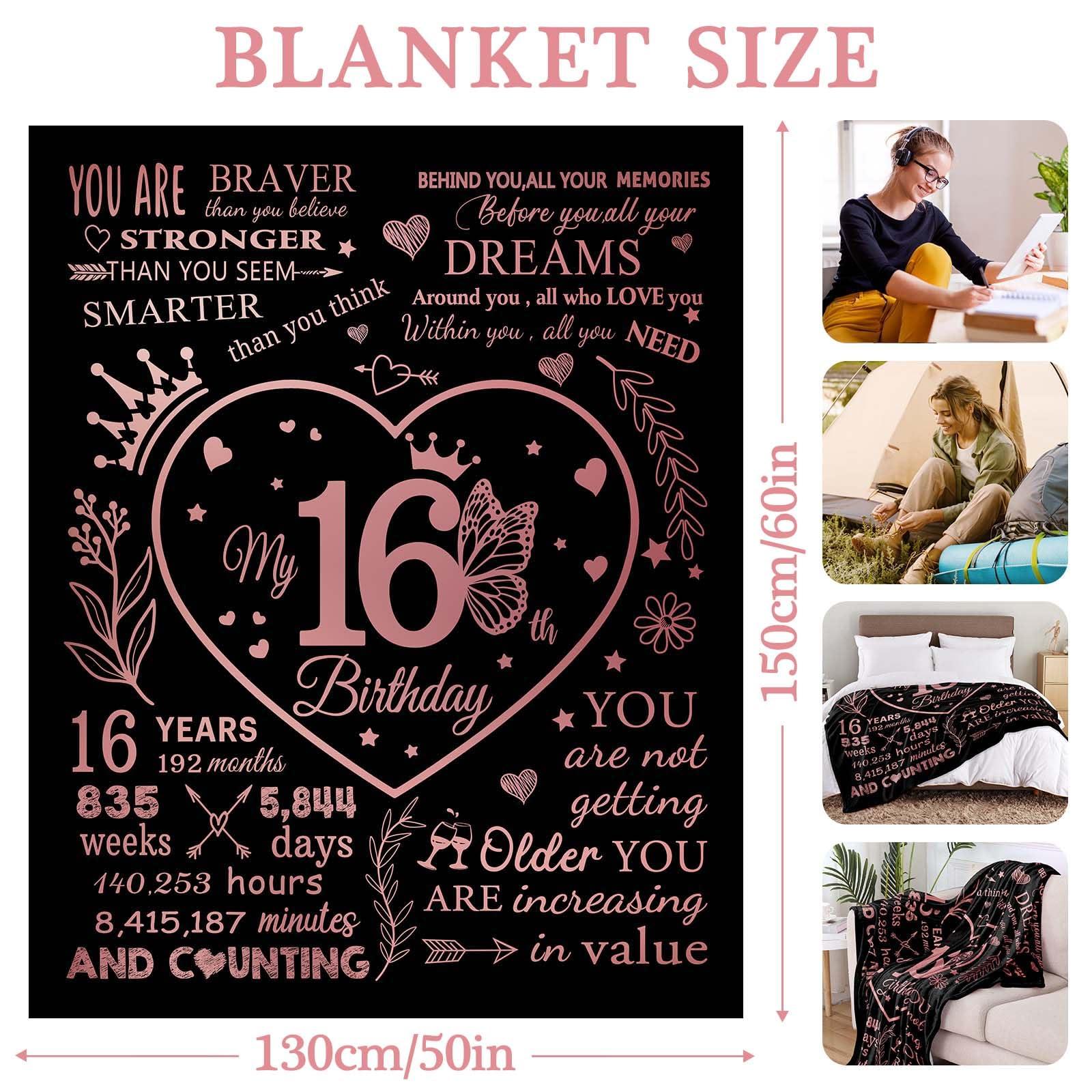 COZYCRIB 16th Birthday Gifts for Girls Flannel Blanket Birthday Gifts for Her 16th Birthday Decorations Blanket Best Girls Birthday Presents for 16 Year Old Girls Birthday Gifts for Daughter Niece 1