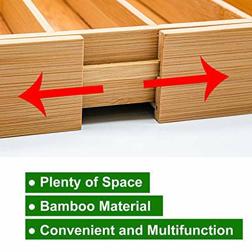 simpdecor Bamboo Expandable Cutlery Tray Utensil Drawer Organiser Adjustable Kitchen Drawer Divider 5-7 Compartments Expandable 1