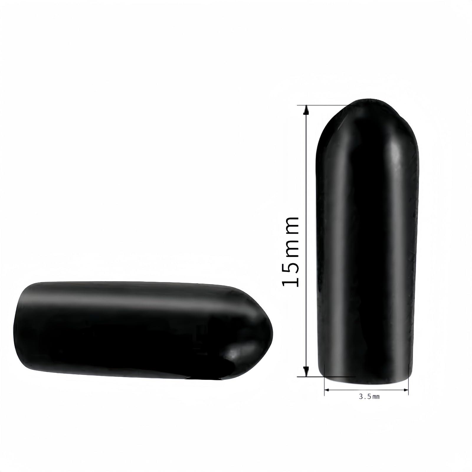 Boxonly Screw Thread Protectors PVC Rubber Round Tube Bolt Cap Plastic End Cap Cover Inner Dia.3.5mm Black 10Pcs 3