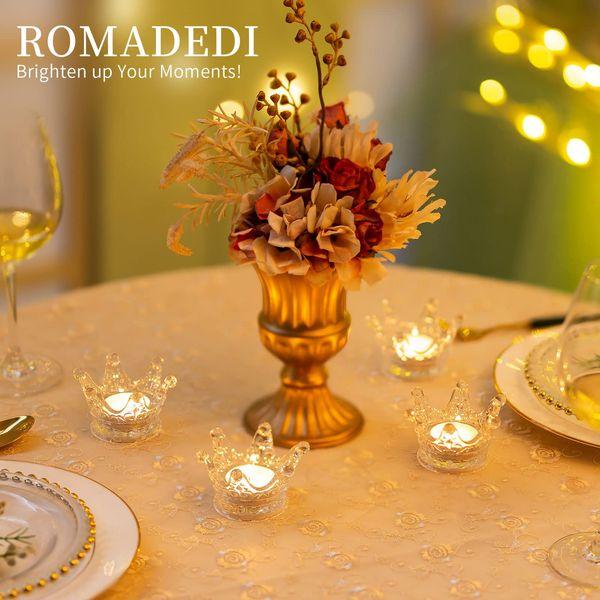 Romadedi Tea Light Candle Holders Glass - 12PCS Crown Deocr Table Centerpiece Tealight Holder Clear Bulk for Votive Candles Dinner Wedding Party Christmas Decoration 2