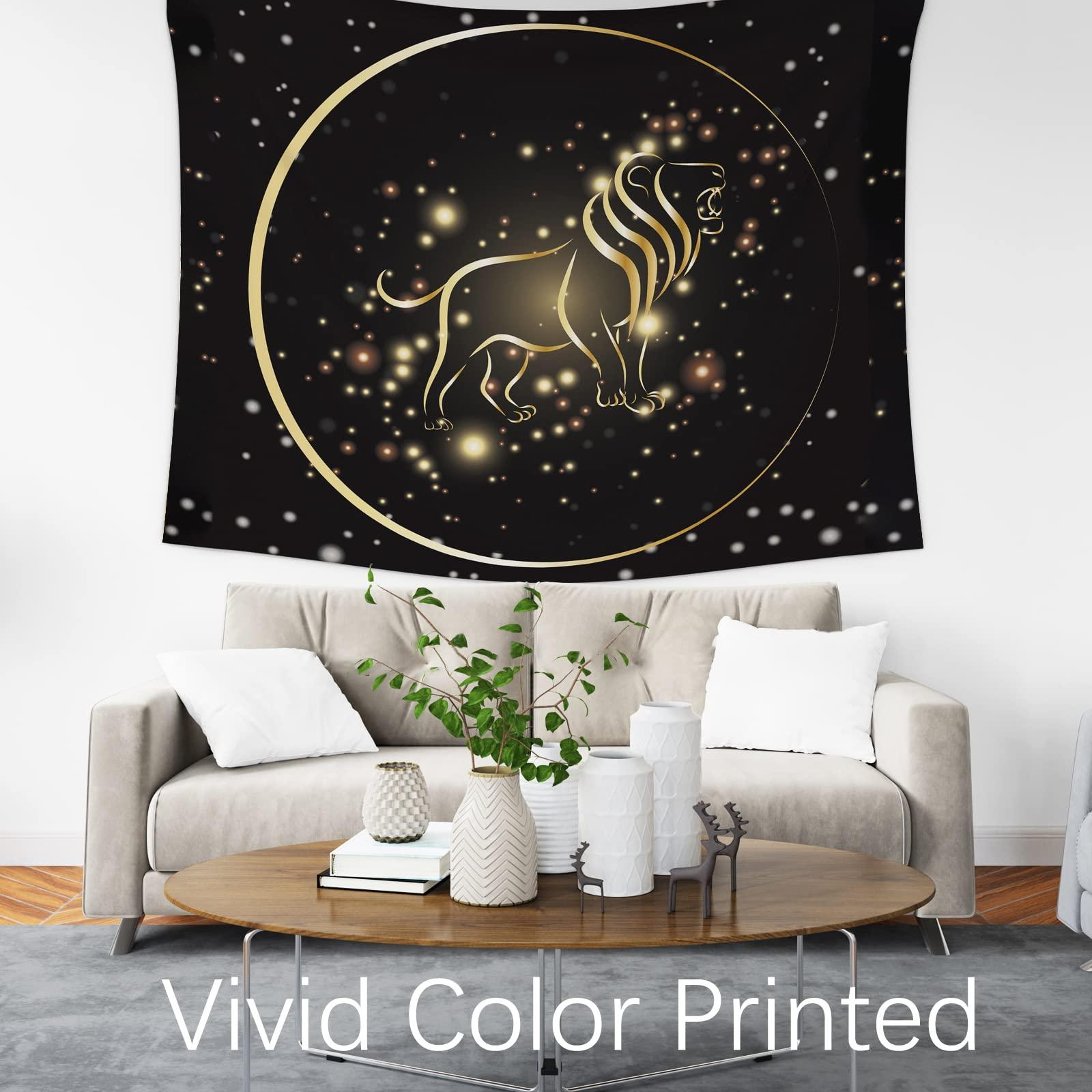 Berkin Arts Decor Tapestry for Wall Hanging Premium Polyester Fabric Backdrop Space Art Ornate Galactic Gold Taurus Zodiac Sign Symbol 51.2 x 59.1 Inch 2