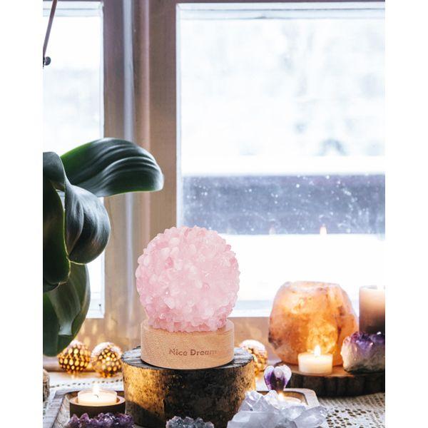 Nice Dream Rose Quartz Lamp, Natural Crystal Lamp with Wooden Base for Home Decor, Table Crystal Night Light for Kids Girls Room Decor, Meditation Wicca, Yoga, Gift for Christmas Anniversary 1