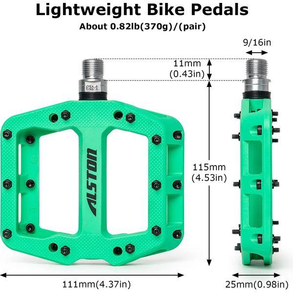 Alston Road Bicycle MTB Aluminum Strong Pedal, Super Powerful CR-MO 9/16" Spindle, Three Pcs Ultra Sealed Bearings FACE Off Pedals (Green) 1
